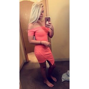 Form fitting coral dress